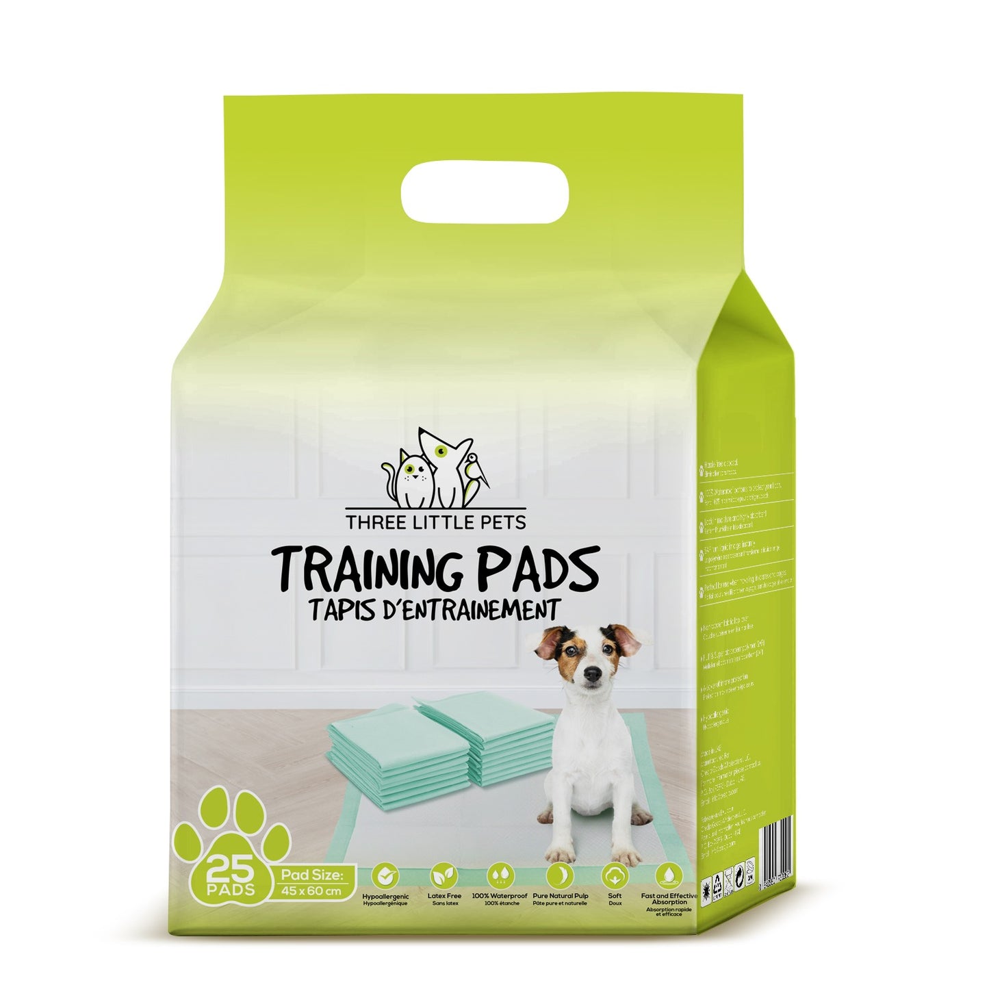 Absorbent Training Mats by Three Little Pets: Super absorbent, leak-proof mats with odor control, ideal for puppies and indoor use.